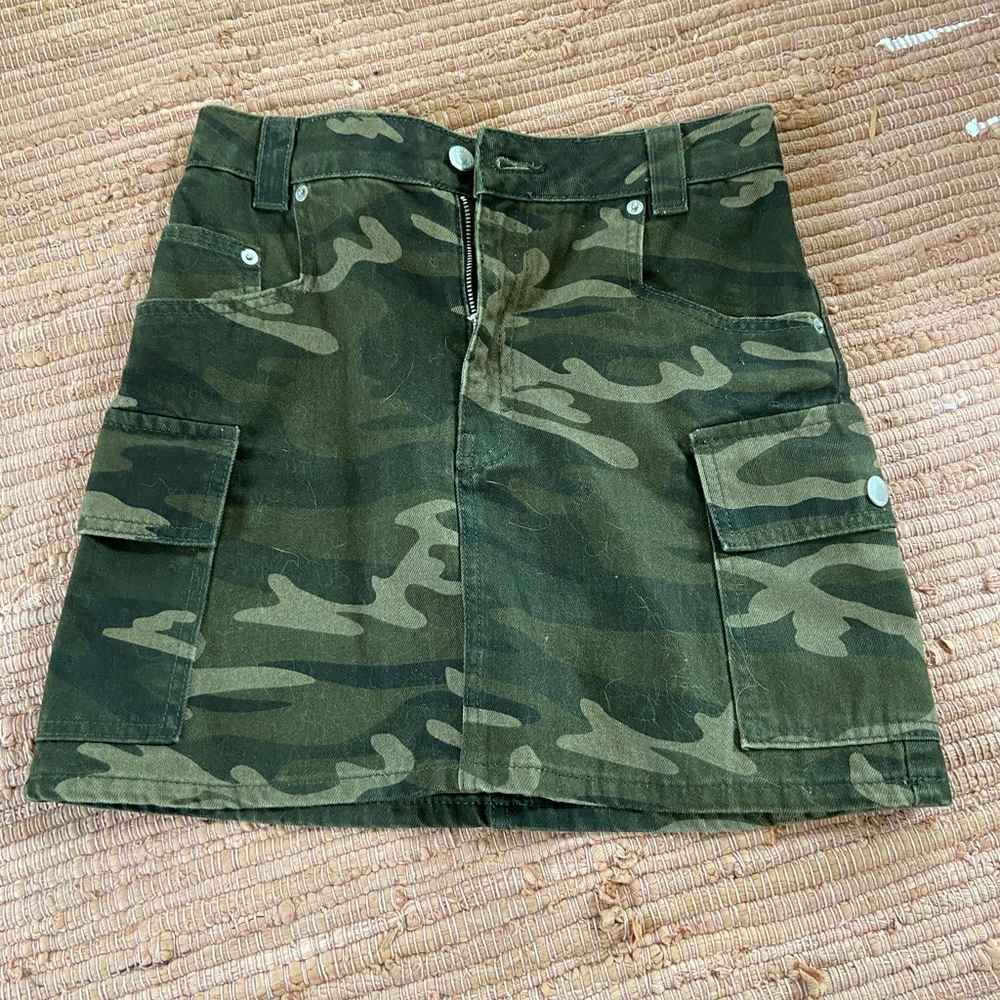Camo Denim Skirt